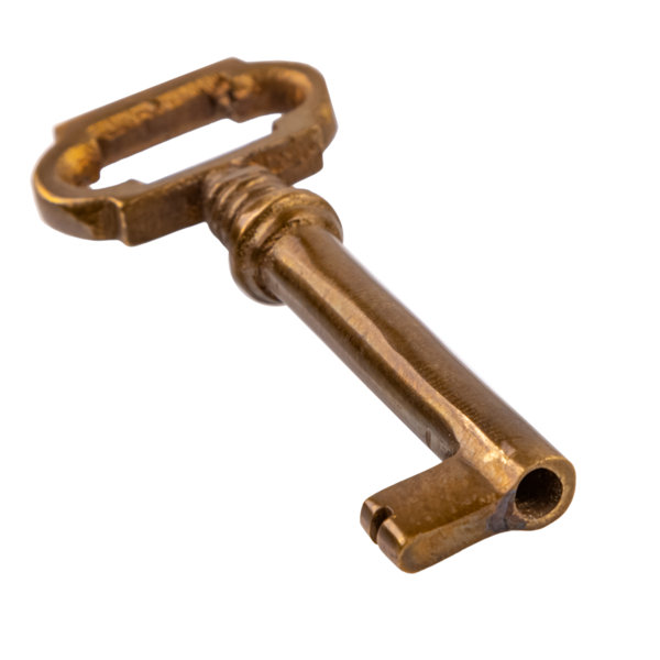 UNIQANTIQ HARDWARE SUPPLY Hand Aged Brass Hollow Barrel Skeleton Key